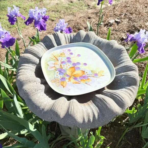 OOAK Hand painted signed Porcelain tray with blackberries vintage - Picture 4 of 10